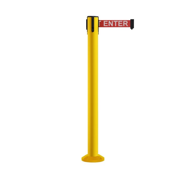 Montour Line Stanchion Belt Barrier Fixed Base Yellow Post 14ft.R. Caution Belt MSX650F-YW-CAURW-140